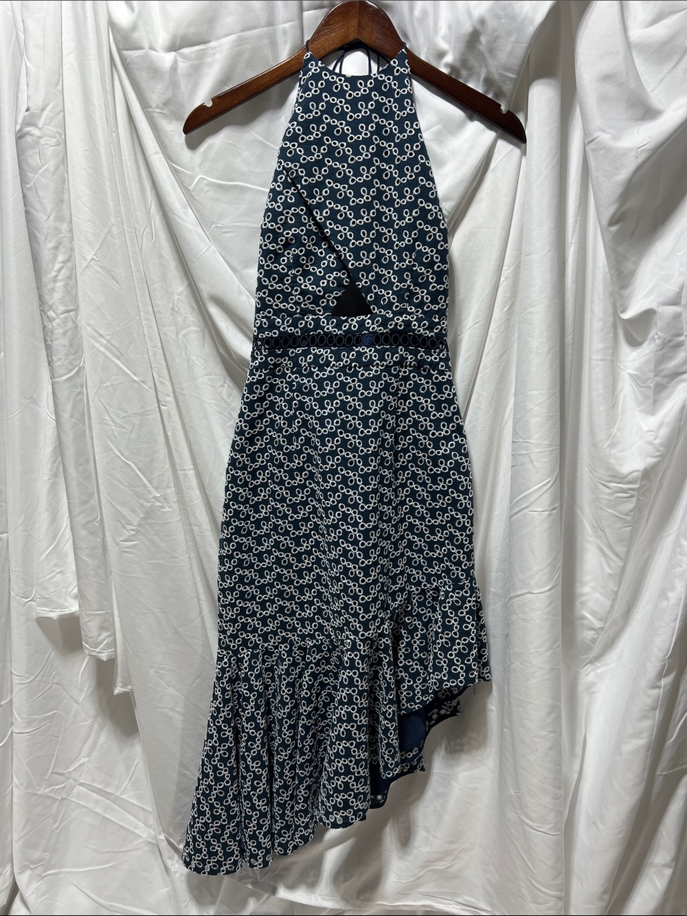 KEEPSAKE the Label Navy Dress with White Eyelet Embroidery